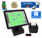 15 Zoll Professionelle Gesetzkonforme Elektronische Kassensystem Touchscreen Kasse für Gastronomie und Restaurant mit TSE Modul inkl Zertifikat Windows 11
